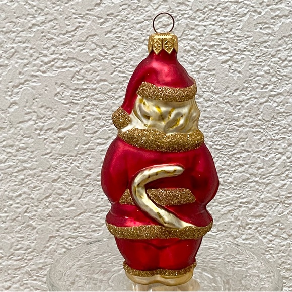 Vintage Santa Paws Anthropomorphic Cat Santa Hand Blown Glass Christmas Ornament - Picture 7 of 12